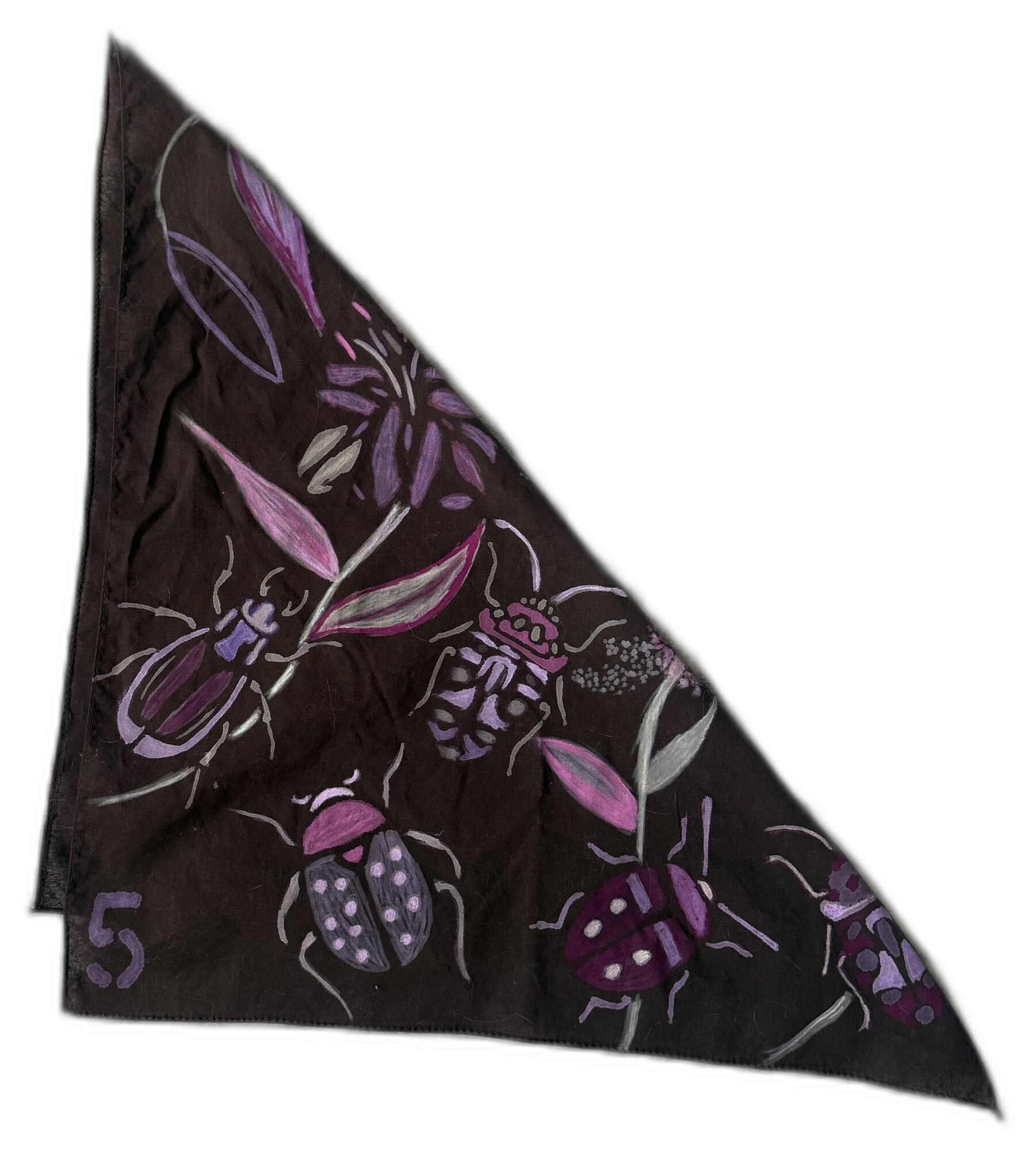 Beetle Bandana No. 5 folded into a triangle on white