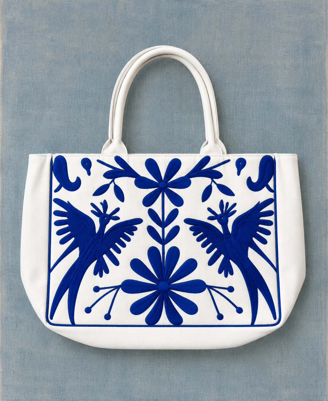 Blue Mahjong tote additional front view