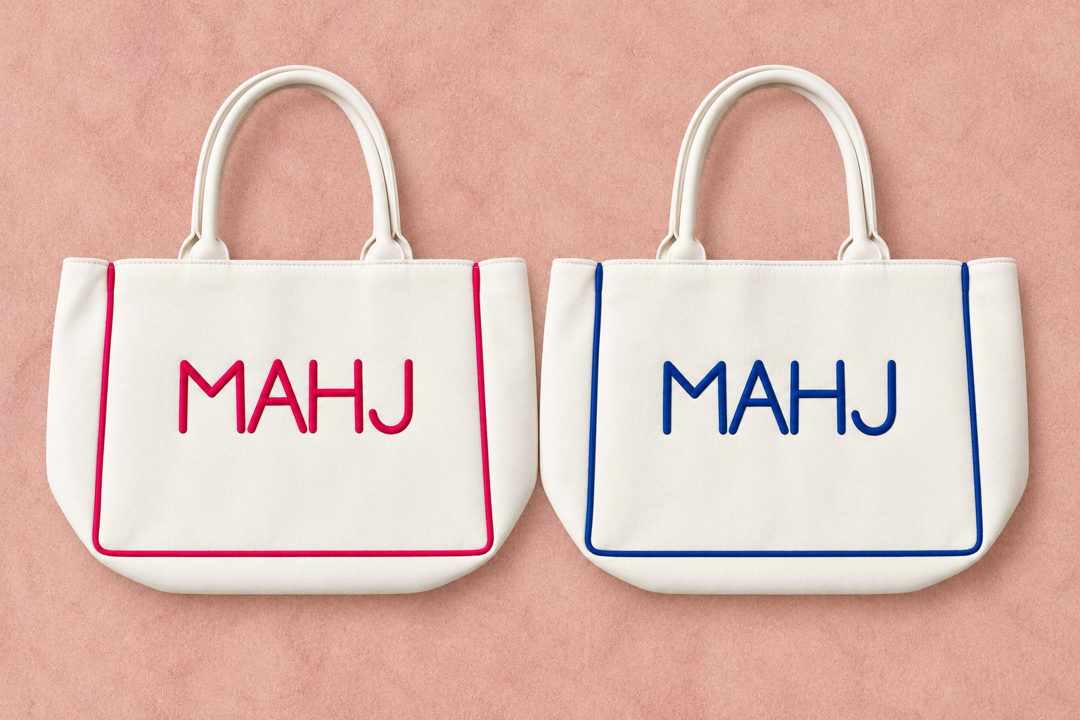 Blue embroidered Mahjong tote